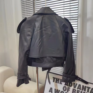 Chaqueta de Cuero con Diseño OEM y Logotipo Personalizado para Mujer, Chaqueta de Cuero Genuino para Mujer - Product Image 2