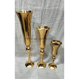 Ensemble de 2 Vases à Fleurs en Aluminium de Différentes Tailles pour Intérieur et Extérieur, Design Tendance, Décoration de Table, Or Poli - Product Image 5