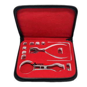 Kit de digue en caoutchouc dentaire en acier inoxydable de haute qualité Kit de pinces dentaires Kit d'isolation dentaire par signe-âge chirurgical - Product Image 1