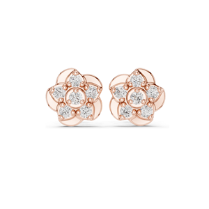 Pendientes de Diamantes Cultivados en Laboratorio de 0.55 CT con Diseño Floral, Claridad VVS-VS EF, Oro de 18KT, 14KT, 10KT y Plata 925, Oro Rosa, Amarillo, Blanco - Product Image 3
