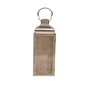 OEM Custom Made Vintage Metal <b>Lantern</b> with <b>Silver</b> Colored and Hanging Handle Square Shaped Metal <b>Lantern</b> for Decoration - Product Image 1
