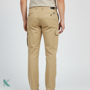 Pantalon en toile décontracté pour homme, 100% coton de qualité supérieure, poids lourd, coupe droite, confortable, durable, taille mi-haute, uni, teinture unie, lavage coloré - Product Image 3