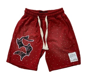 Bas quantité minimale de commande hommes Shorts Logo personnalisé sérigraphie broderie Patch strass soleil délavé haute qualité 100% coton Streetwear Shorts - Product Image 3