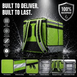 <span class=keywords><strong>Sac</strong></span> à <span class=keywords><strong>dos</strong></span> isotherme pour livraison de repas 80L, <span class=keywords><strong>sac</strong></span> isotherme imperméable en PVC 500D avec bandes réfléchissantes pour flotte de coursiers - Product Image 2