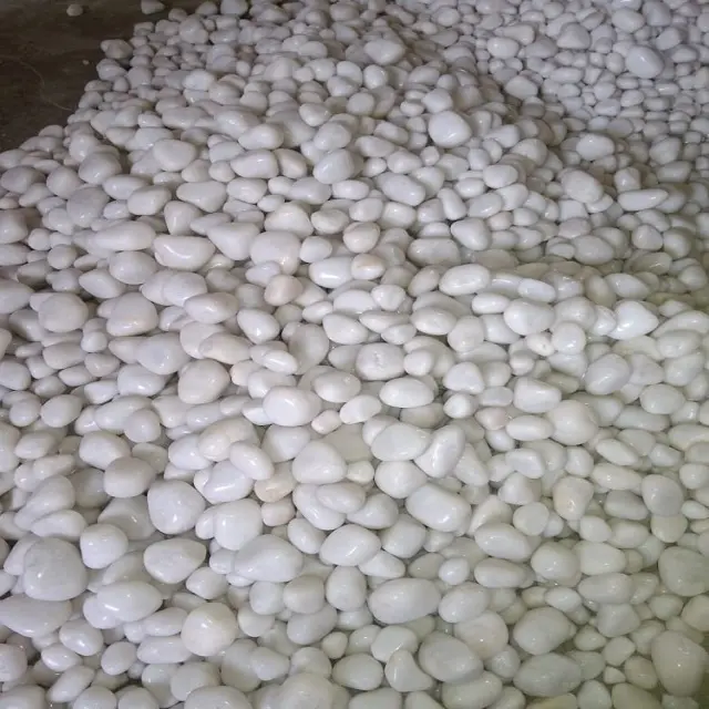 Büyük indirim kar beyaz eskitme taş | Toptan çakıl taşı bahçe peyzaj pürüzsüz beyaz çakıl Jilaniagate satın
