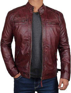 Blouson en cuir pour homme 2025 avec plusieurs poches latérales, logo personnalisé, hiver, grandes tailles, nouvelle arrivée, vêtements d'extérieur, blouson de moto - Product Image 3