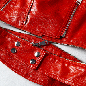 Hommes Crocodile style Faux Mode Vestes En Cuir Expédition Rapide PU Locomotive shorts Crocodile En Cuir Recadrée Biker Veste - Product Image 3