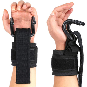 Correas de Muñeca Resistentes para Levantamiento de Pesas con Ganchos para Dominadas, Neopreno y Goma, Negras, Gimnasio y Entrenamiento de Fuerza - Product Image 1