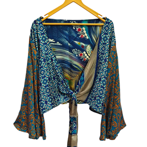 เสื้อชายหาดผ้าไหมสั้นหลากสีเสื้อเบลาส์ผ้าไหมหลากสีใส่ในบ้าน - Product Image 1