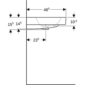 Lavabo Geberit ICon 750x485mm Blanco con Orificio para Grifo y Desbordamiento Categoría de Producto GEBERIT - Product Image 3