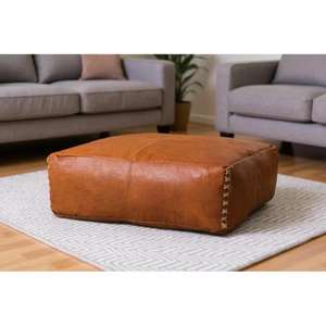 Moroccan Leather <b>Pouf</b> Handmade Ottoman <b>Footstool</b> Traditional Handcrafted Pouffe Home Decor Boho Ottoman Seat Living Roo - Product Image 1