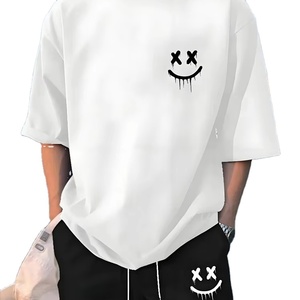 Conjunto de camisa de pantalones cortos con estilo impreso en 3D personalizado 100% conjuntos de Camiseta de algodón con hombros caídos conjunto de pantalones cortos de verano de alta calidad para hombres - Product Image 2