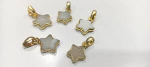 Charmes en forme d'étoile Druzy blanc naturel 10-12mm connecteur de lunette en forme de fantaisie en pierre précieuse vendu par pièces - Product Image 2