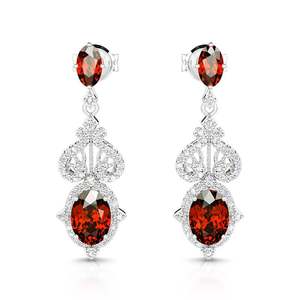 Boucles d'oreilles pendantes en argent sterling de forme ovale Jeulia Eternal Flame - Product Image 1