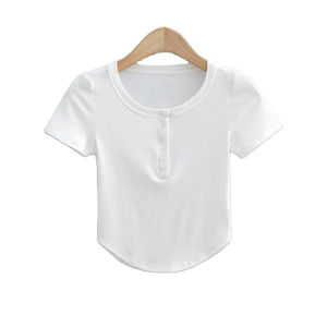 Nuevo Jersey de algodón semipeinado, camisetas de verano para mujer, Camiseta holgada de manga corta con tinte de corbata para mujer, camisetas para mujer - Product Image 2