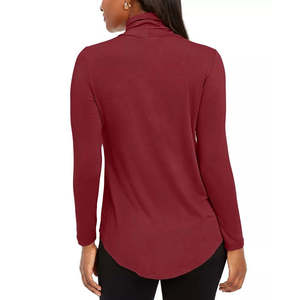 Cardigan da Donna JM Collection, Casual, Tinta Unita, Collo Alto, Rosso, Taglie Forti, Lunghezza Corta - per Autunno Inverno Primavera - Product Image 2