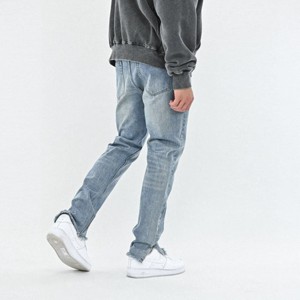 Wholesale Custom 100% Cotton Oxford Denim Pants Breathable Straight <b>Jean</b> Embroidery Patch Loose Baggy Street Style <b>Elastic</b> <b>Waist</b> - Product Image 5