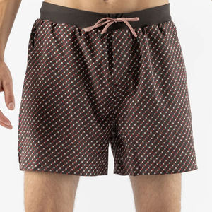 Pantalones cortos de secado rápido para hombre, color azul marino con diseño de rayas de burbujas, cierre de cordones, pantalones cortos de baño con logotipo - Product Image 1