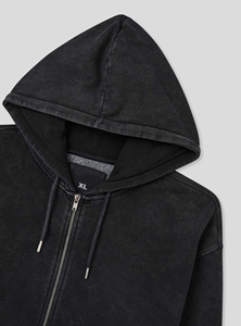 Nouveau Style fermeture éclair vers le haut hommes plaine lavage à l'acide sweats à capuche vêtements pour hommes hiver sweat à capuche thermique OEM hommes lavage à l'acide à capuche - Product Image 5