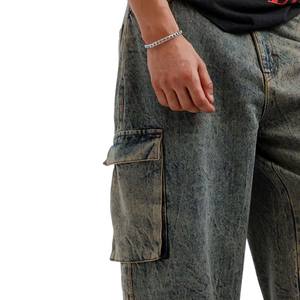 2025 diseñador personalizado de cintura alta suelto de gran tamaño lavado ácido Vintage de piernas anchas pantalones vaqueros desgastados holgados Zipper-Tex hombres - Product Image 5