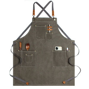 Tabliers bavoirs de cuisine à sangle réglable Logo personnalisé Polyester imperméable couleur unie taille coton gilet sans manches - Product Image 1