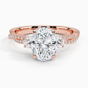 Anillo de Diamantes de Corte Ovalado con Tres Piedras, Diseño de Enredadera Dorada con Piedras Laterales Redondas, Joyería de Compromiso de Lujo para Mujer, Regalos de Novia - Product Image 3