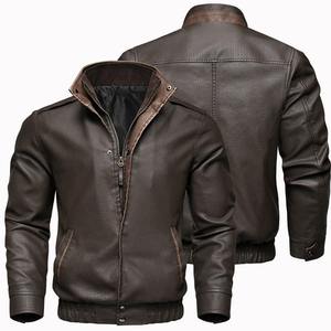 Nouveau printemps hommes manteau coupe-vent Faux cuir veste rétro moto en cuir PU monocouche affaires vestes hommes - Product Image 1