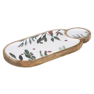 ถาดเสิร์ฟขนมไม้มะม่วงดีไซน์ลายดอกไม้เคลือบเงาสำหรับงานเลี้ยง - Product Image 2