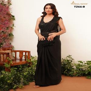 Nouvelle dernière Collection belle tenue occasionnelle Pure Georgette Saree Blouse avec broderie lourde travail Top qualité femme mode - Product Image 1
