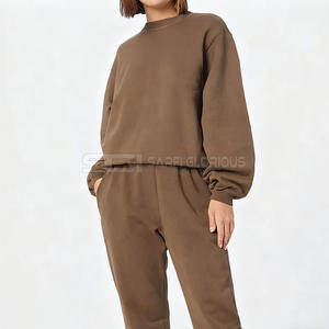 Sweat-shirts pour femmes en polyester/coton tissé de luxe sur mesure, col rond, poids lourd, ornements en strass sur le devant, hiver - Product Image 2