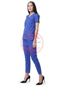 ชุดสครับผ้าฝ้ายโพลีขัดแขนครึ่งแขนสำหรับโรงพยาบาล - Product Image 3