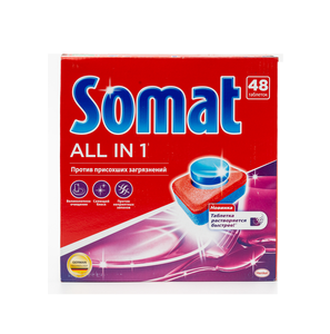 Tablettes pour lave-vaisselle - Somat Tout-en-un - 48 comprimés - Puissance de nettoyage et commodité ultimes - Product Image 1
