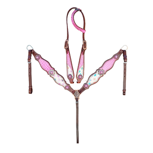 Bridon Western en cuir pour cheval, avec rênes, pour promenade, plaisir, barrel, tête de bridon à une oreille - Product Image 6