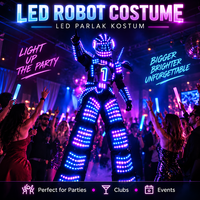 Costume de robot LED et combinaison de danse LED RGBWAUV, tenue lumineuse pour fête avec télécommande et batterie