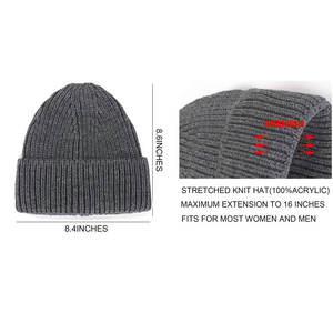 หมวกบีนนี่ถักขนแกะ100% สำหรับทุกเพศ2024หมวกให้ความอบอุ่นในฤดูร้อนสีเทาผ้ากันน้ำมีตัวอักษรที่กำหนดโลโก้ได้เอง - Product Image 2