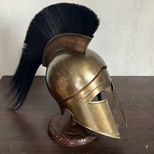 Casco romano medieval, disfraz de Guerrero, casco corintio griego para hombre con penacho negro, decoración rústica Vintage para el hogar - Product Image 3