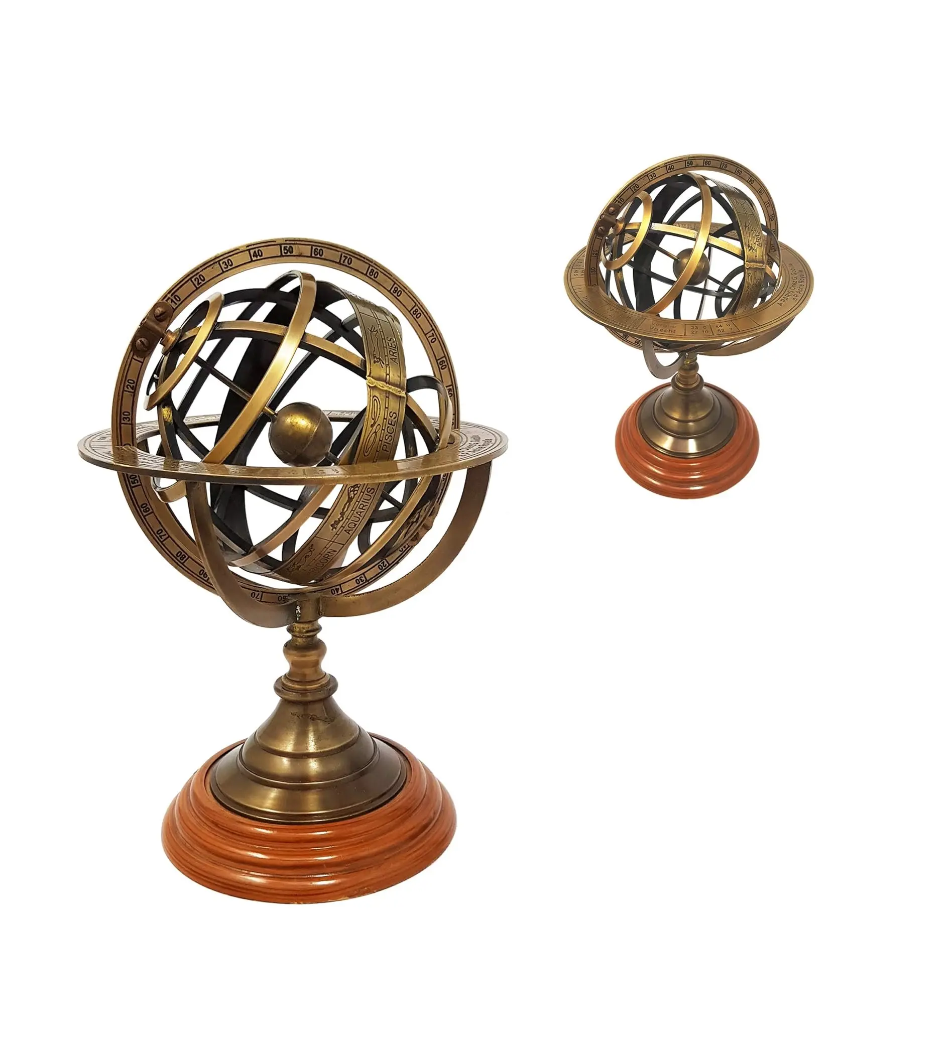 Globo de Armillary antigo de 8 polegadas de altura para presente de mesa vintage Decor Náutico - Presente