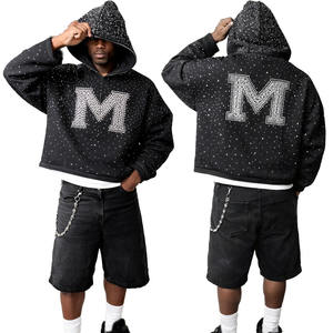Sudadera con Capucha y Cremallera para Hombre, con Pedrería Brillante, Estilo Urbano, Talla Grande, Proveedor OEM - Product Image 5