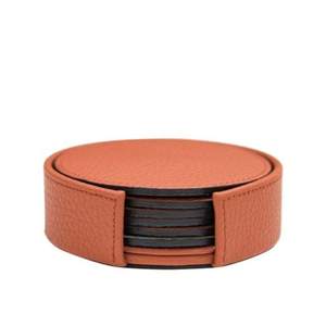 Posavasos de cuero para bebidas, posavasos personalizado con soporte y forma redonda - Product Image 1