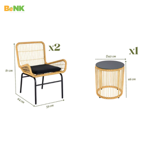 Ensemble de meubles de jardin d'extérieur en rotin PE moderne avec design à mèches pour cour intérieure - Product Image 1