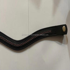 Boucles à pression personnalisées, bande de sourcil de cheval en cuir fait à la main avec cristaux ronds violets de marque, bande de sourcil bling - Product Image 5