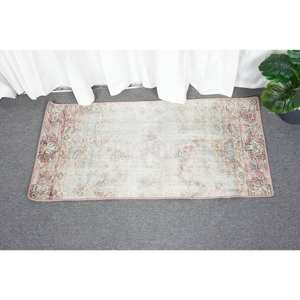 พรมขนสัตว์ตุรกีสีเบจ1.7 x 3.4ft คลาสสิกดีไซน์แบบเย็บปะติดปะต่อกันสำหรับเข้าห้องนั่งเล่นห้องนอนห้องโถงรูปสี่เหลี่ยมผืนผ้าทำจากน้ำยาง - Product Image 1