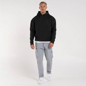 Sweat à capuche uni en ciment pour hommes-Confortable au quotidien avec poignets extensibles et capuche à boutons-pression - Product Image 1