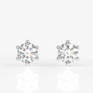 Pendientes de tuerca de diamante Moissanite de corte redondo Diseño de seis puntas hecho a mano en plata de ley - Product Image 4