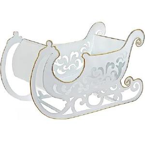 Chaise de traîneau de Père Noël rouge en métal de qualité durable Occasion de Noël Intérieur Extérieur Décoratif Véhicule Ornement debout Luge - Product Image 5