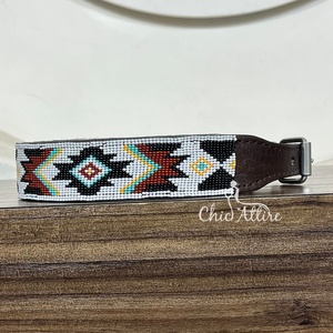 Collier de chien en cuir véritable usiné à la main réglable de haute qualité collier pour animaux de compagnie perlé de concepteur de luxe de concepteur personnalisé pour chats et chiens - Product Image 1