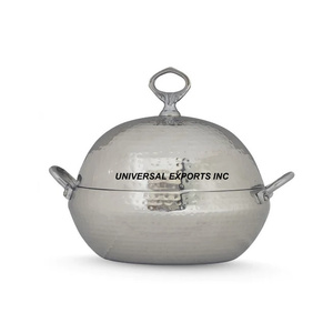 Gold Finished Metal hammered Hotpot Round Shape Kitchen Ware tabletop Casserole Hot Selling Fancy new Metal <b>Food</b> <b>Warmer</b> - Product Image 4