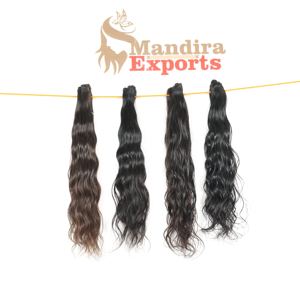 100% Remy pur jeune vierge naturel ondulé faisceaux de cheveux vendeur couleur noire fabrication indienne temple extensions de cheveux humains - Product Image 2