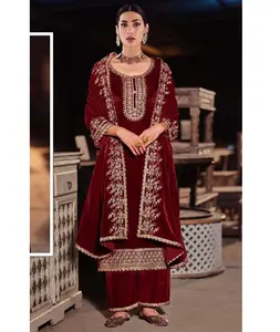 Indian and Pakistani Heavy Embroidery Work Party Dresses Pakistani and Indian Style Salwar Kameez Three Piece Dress for Women