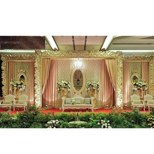 Cadre en fibre dorée gracieux dernier ensemble de panneaux de toile de fond de mariage panneau de toile de fond de mariage élégant - Product Image 1